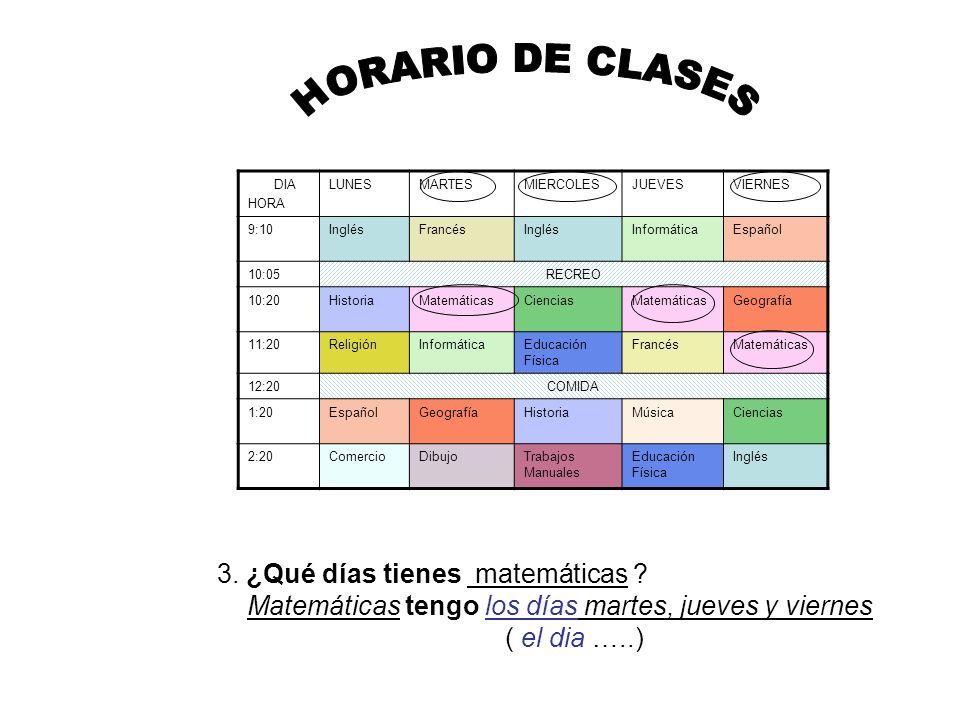 4 comidas al dia horarios